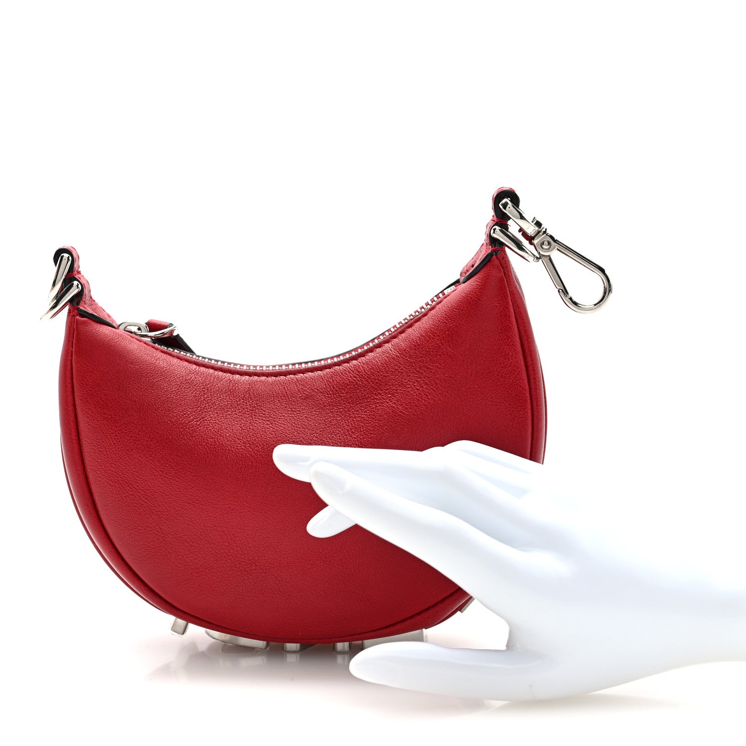 Fendi Vitello Grace Matte Nano Fendigraphy Hobo Charm Scarlet 2 of 9