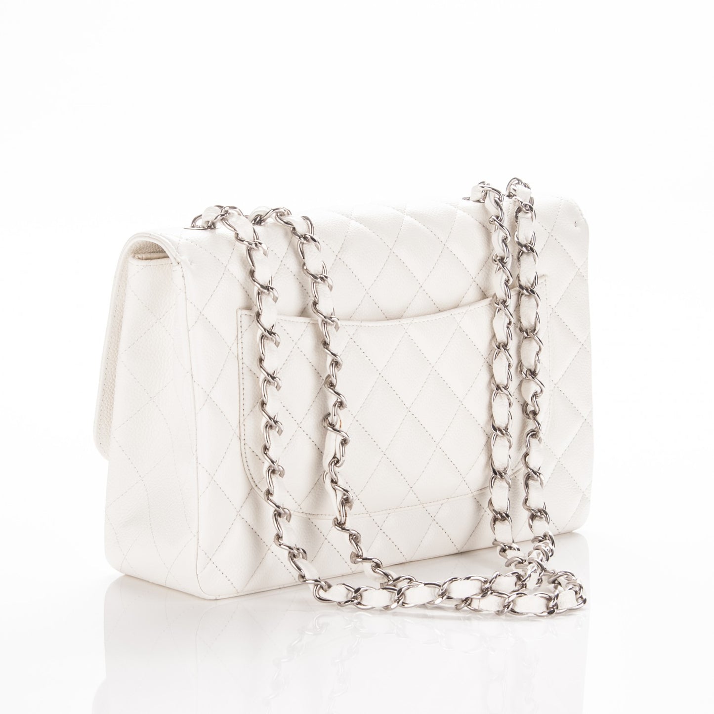 Caviar Quilted Jumbo Single Flap White
