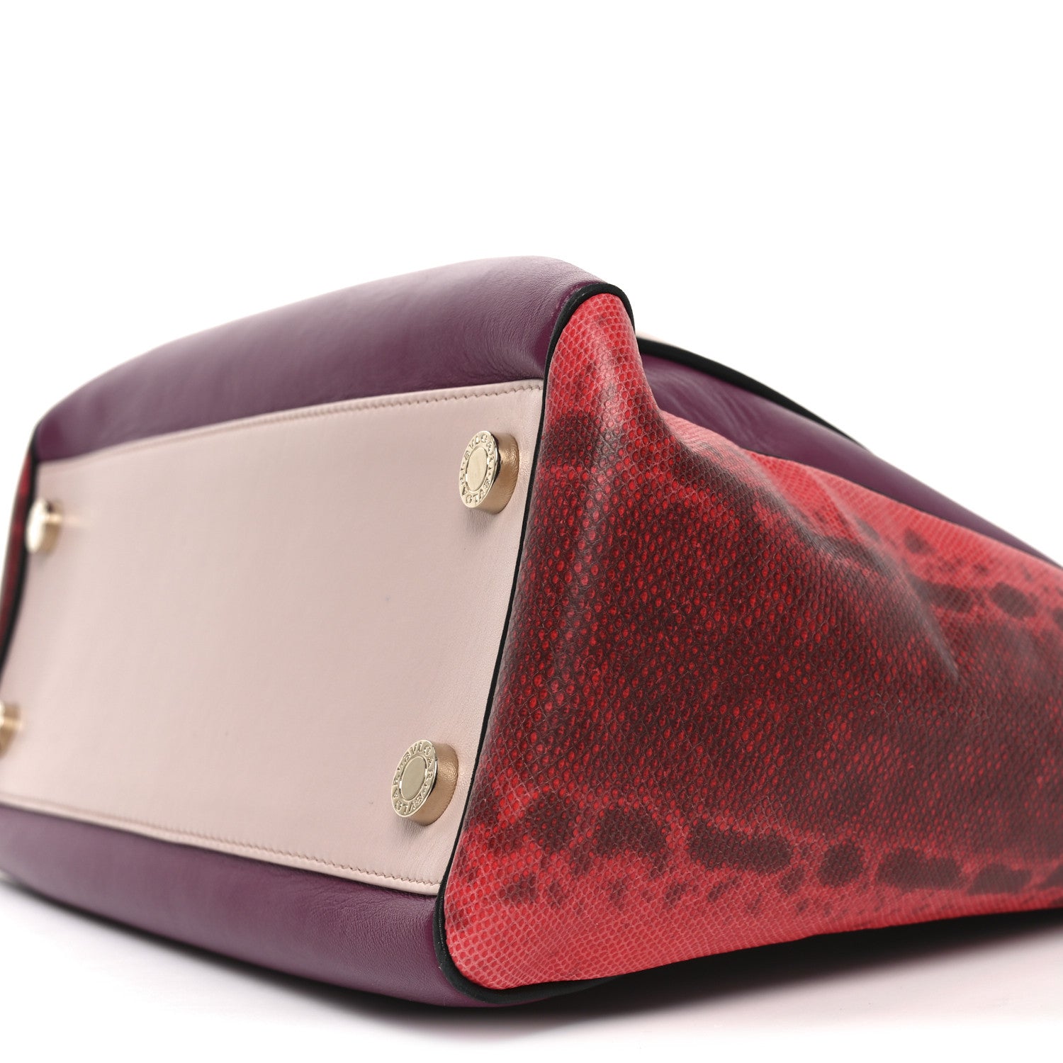 Bulgari Nappa Karung Serpenti Top Handle Tote Pink Multicolor 10 of 10