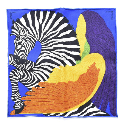 Hermes Silk Zebra Pegasus Nano Scarf 20 Bleu Vif Jaune White 1 of 4