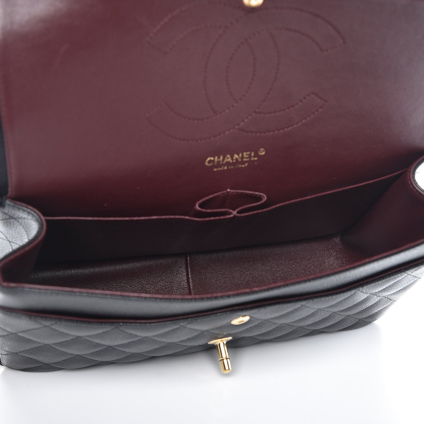 Caviar Quilted Jumbo Double Flap Black