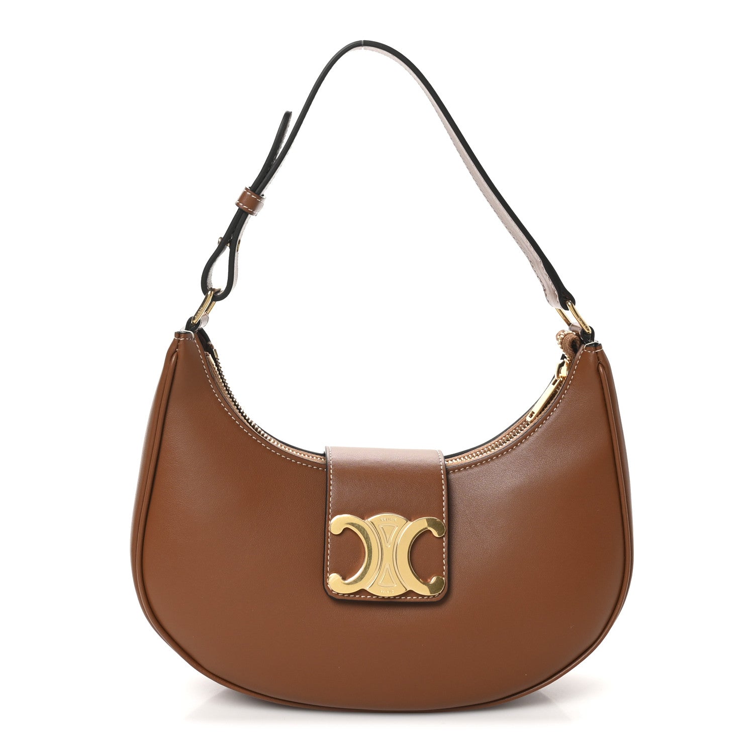 Celine Smooth Calfskin Medium Strap Ava Triomphe Shoulder Bag Tan 1 of 10