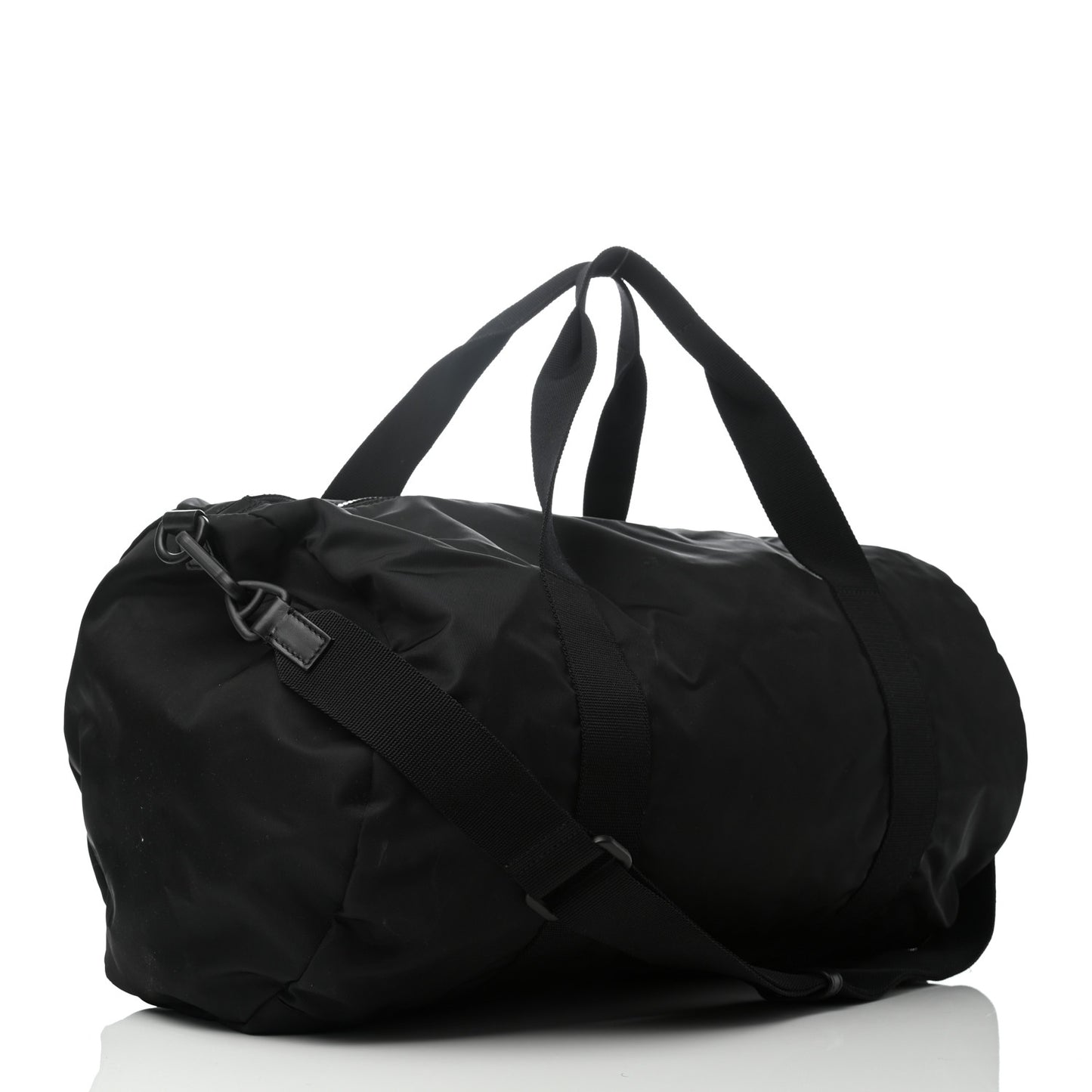 Canvas Nylon Quilted Palazzo Duffle Bag Black
