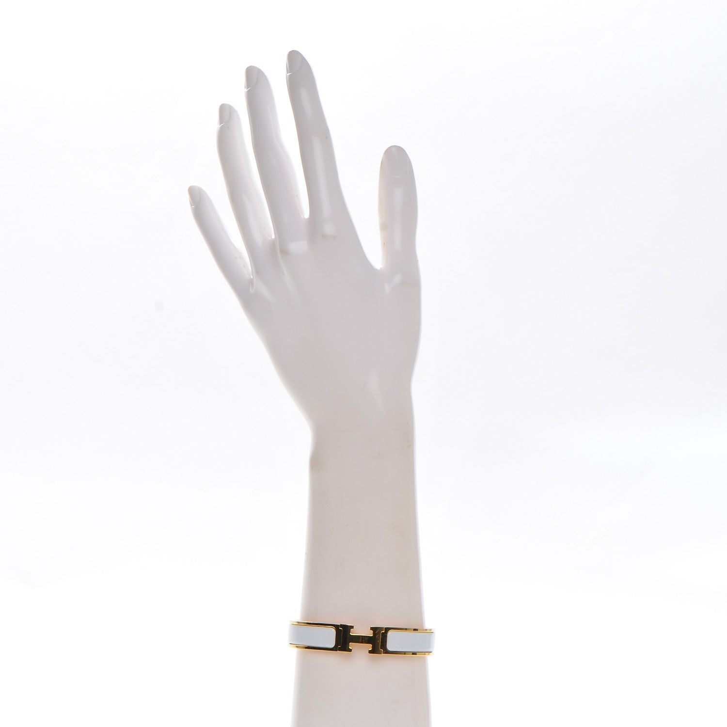 Hermes Enamel Narrow Clic Clac H Bracelet GM White 2 of 4