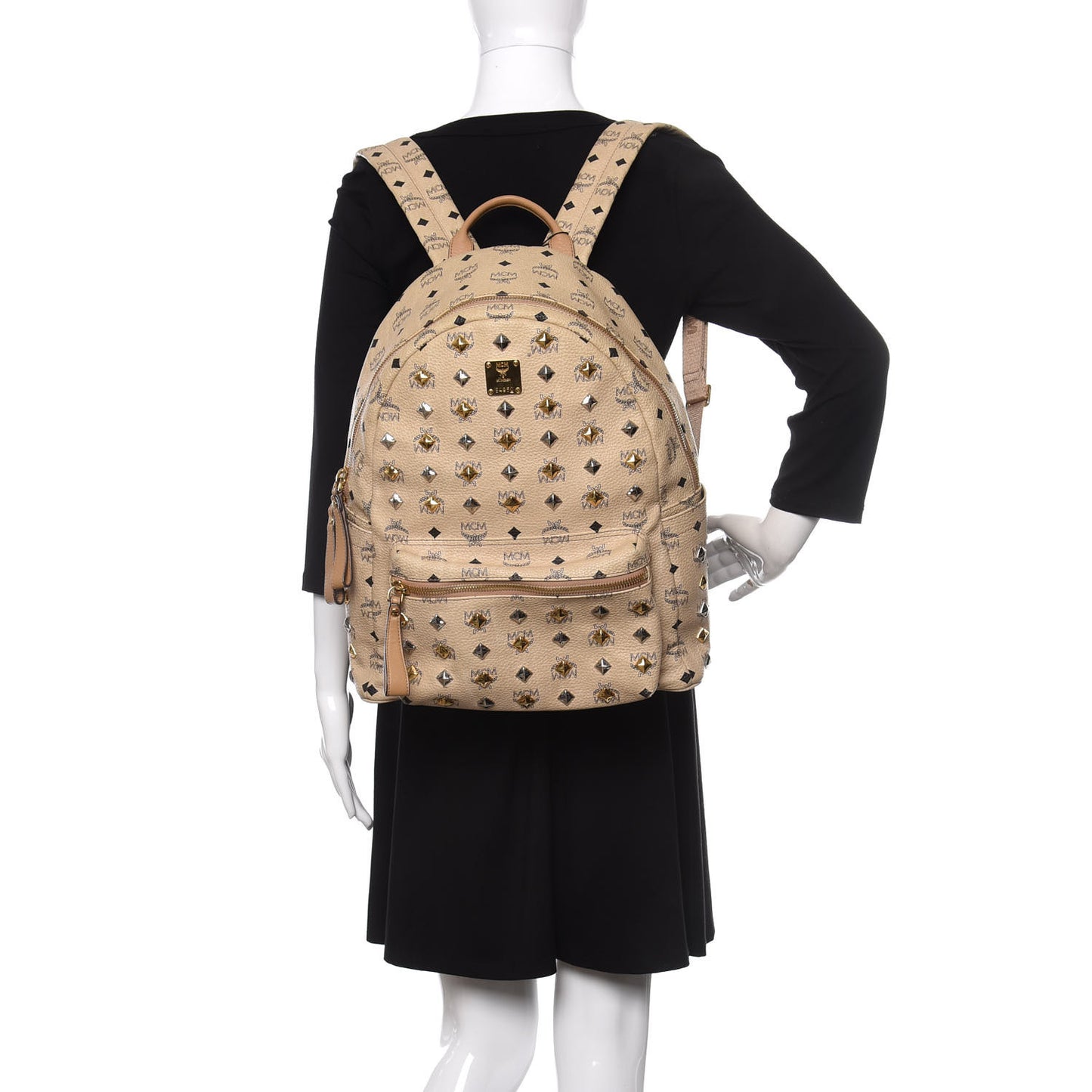 Visetos Medium Studded Stark Backpack Beige