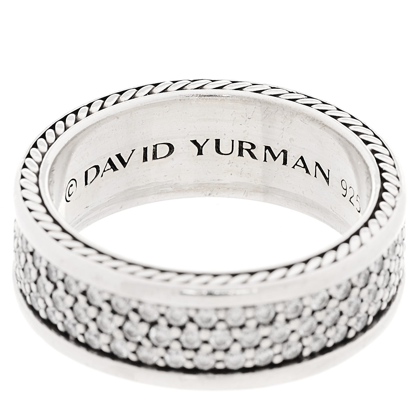 Sterling Silver Diamond Streamline Three-Row Band Ring 65 11