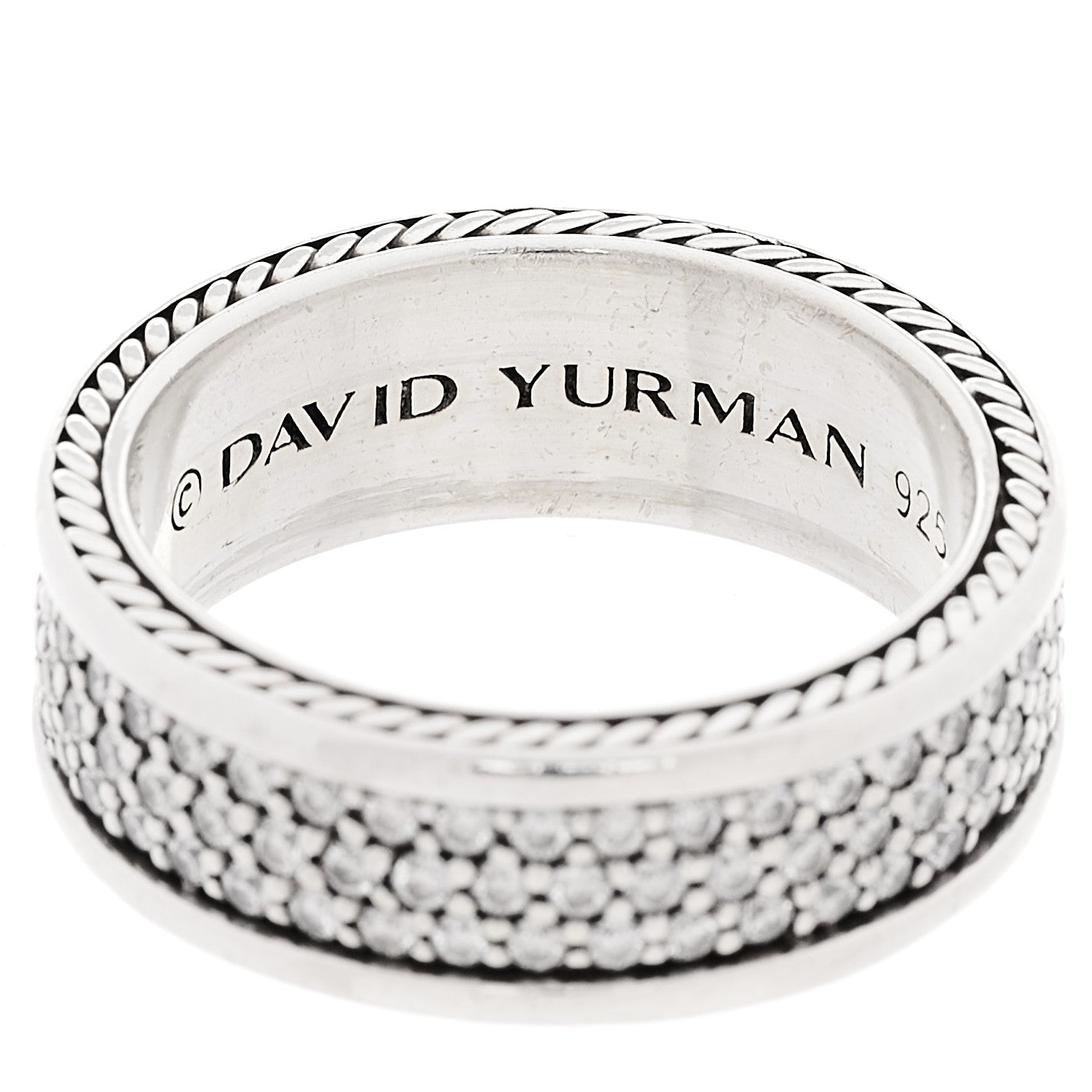 David Yurman Sterling Silver Diamond Streamline Three-Row Band Ring 65 11 4 of 5