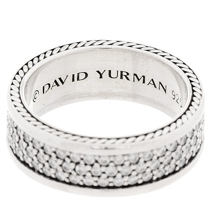 David Yurman Sterling Silver Diamond Streamline Three-Row Band Ring 65 11 4 of 5