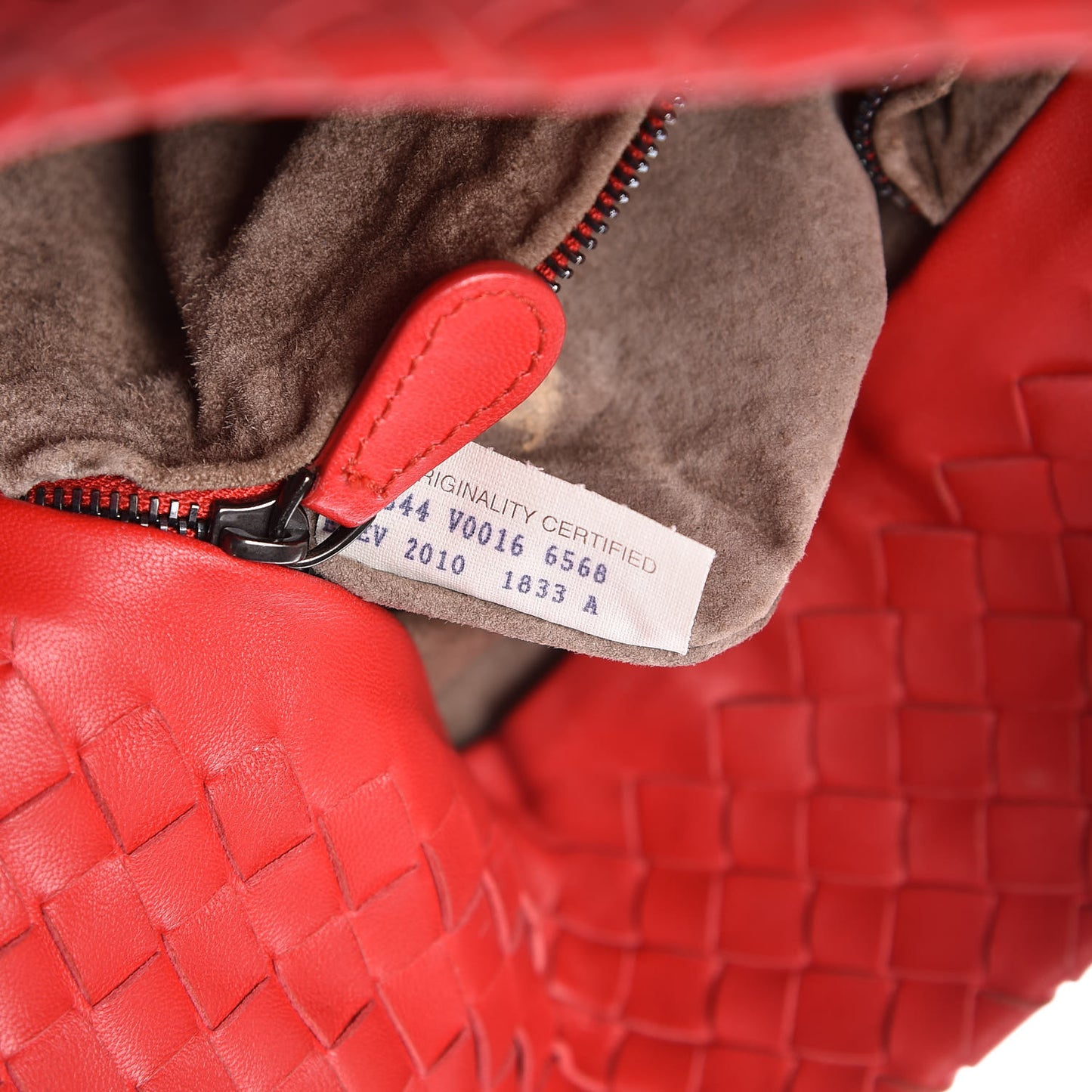 Nappa Intrecciato Double Handle Bucket Bag New Red