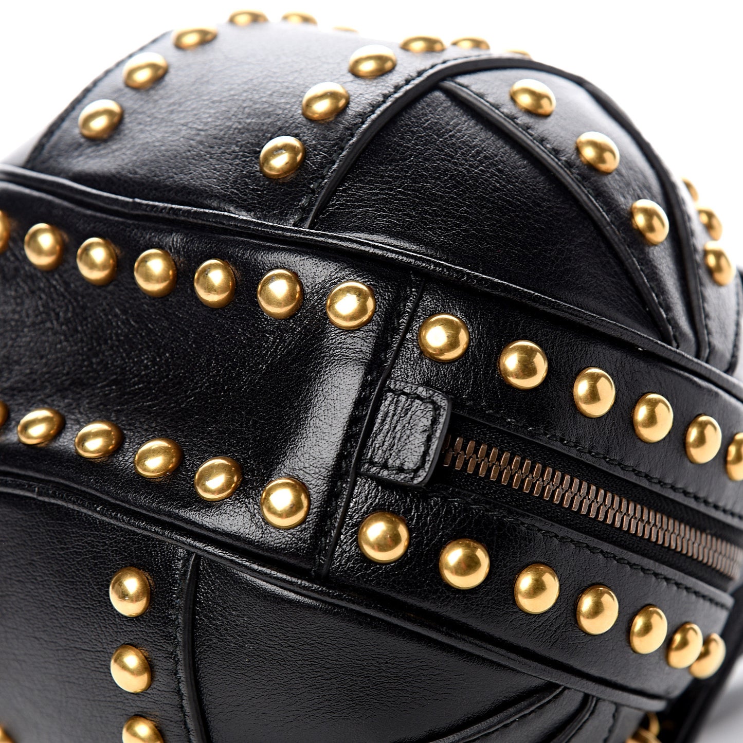 Calfskin Studded Mini Tifosa Baseball Shaped Shoulder Bag Black