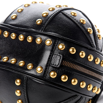 Gucci Calfskin Studded Mini Tifosa Baseball Shaped Shoulder Bag Black 8 of 9
