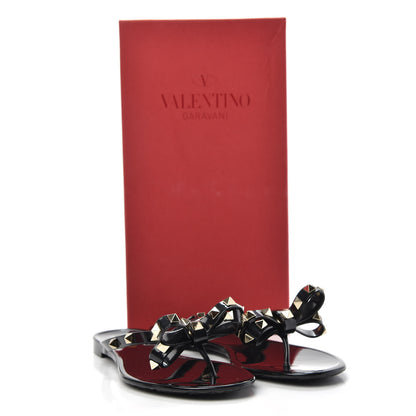 Valentino Garavani PVC Jelly Rockstud Bow Thong Sandals 37 Black 8 of 8