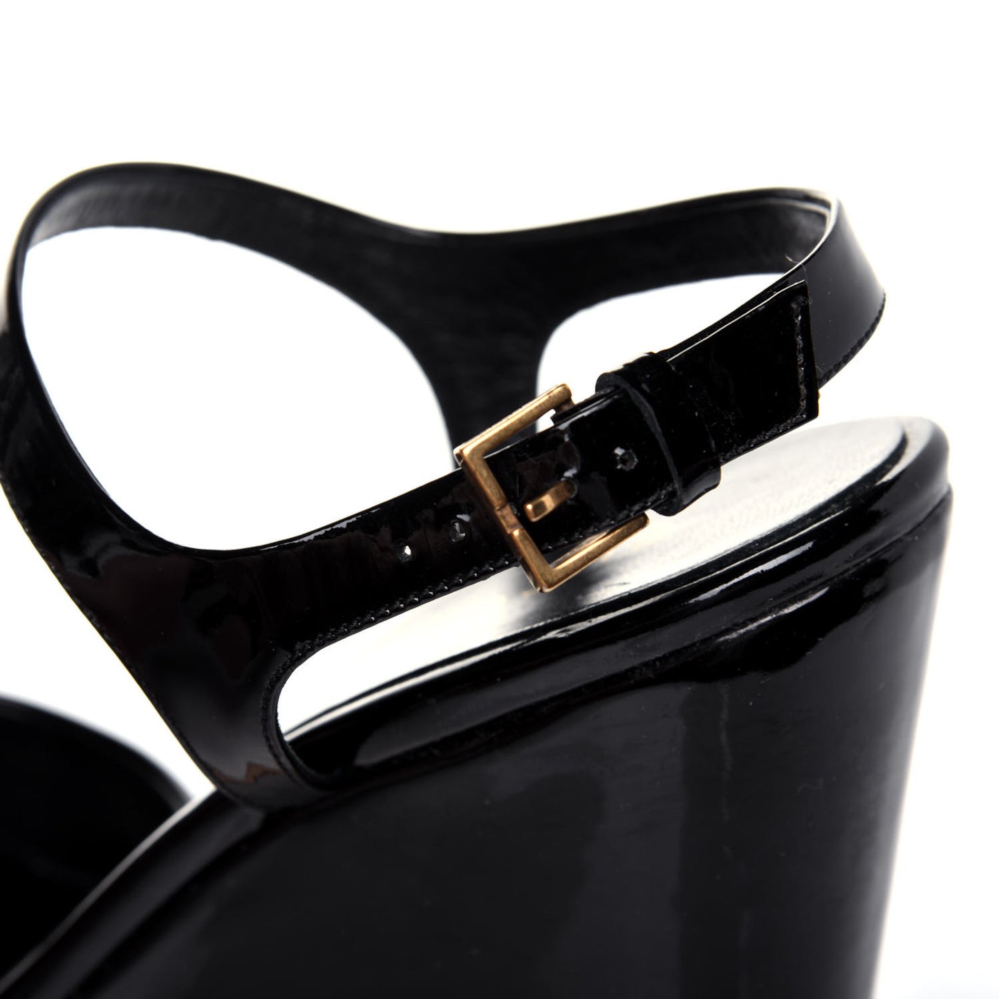 Patent Cork Hollie Wedge Sandals 36.5 Black