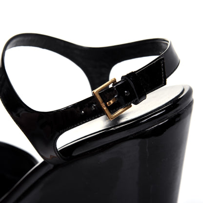 Gucci Patent Cork Hollie Wedge Sandals 36.5 Black 12 of 13
