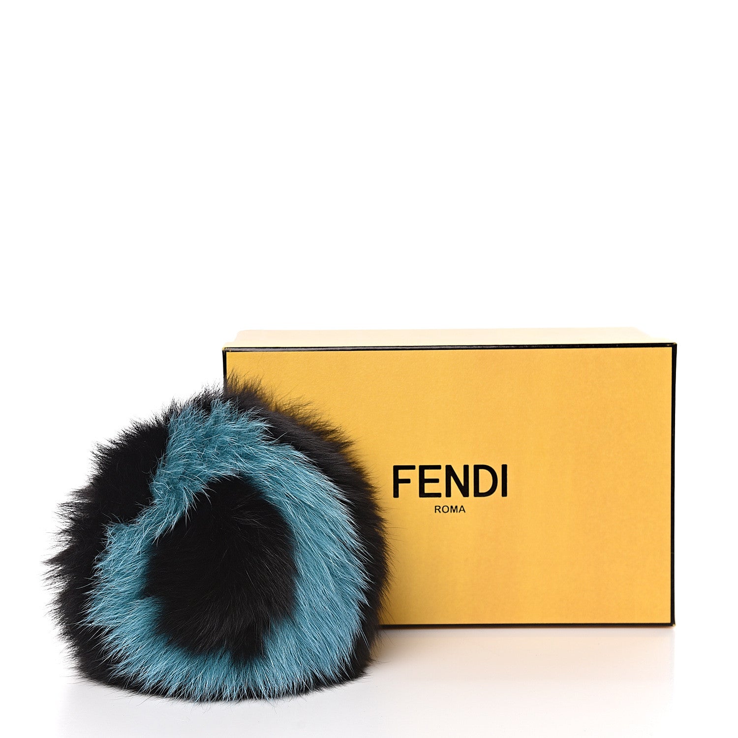 Fendi Fox Fur O ABCharm Bag Charm Black Light Blue 4 of 4