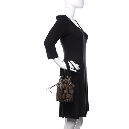 Fendi Vitello Liberty F is Fendi Bi-Color FF 1974 Embossed Mini Mon Tresor Bucket Bag Maya Black 2 of 11