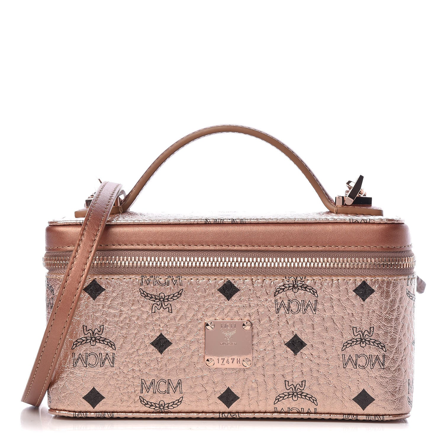 MCM Metallic Visetos Vanity Case Champagne Gold 1 of 10