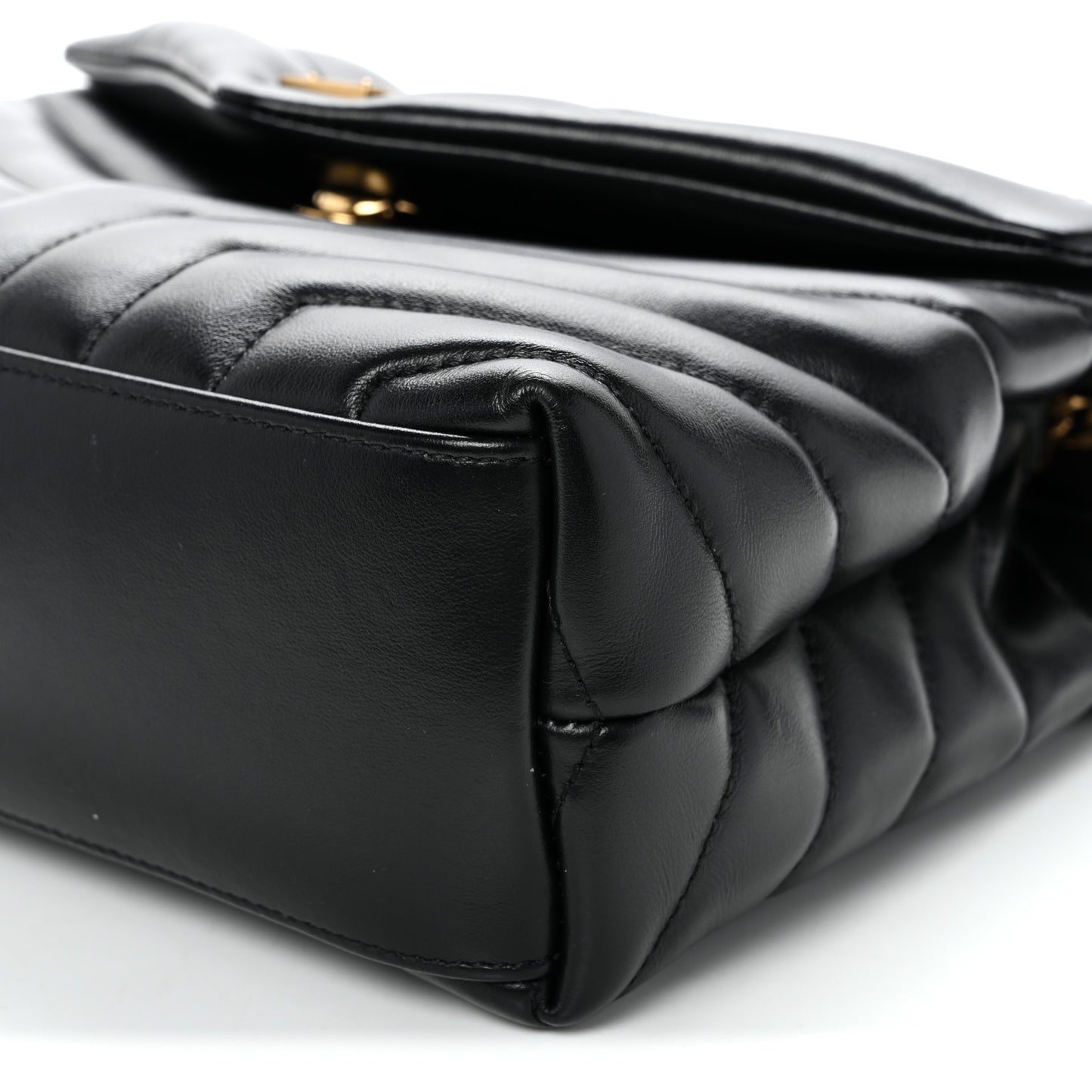 Calfskin Y Quilted Monogram Small Loulou Chain Satchel Black Black