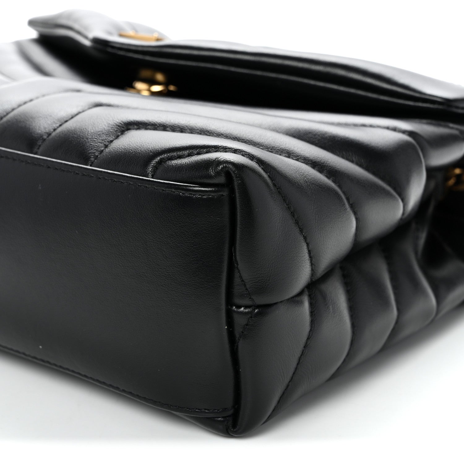 Saint Laurent Calfskin Y Quilted Monogram Small Loulou Chain Satchel Black Black 10 of 12