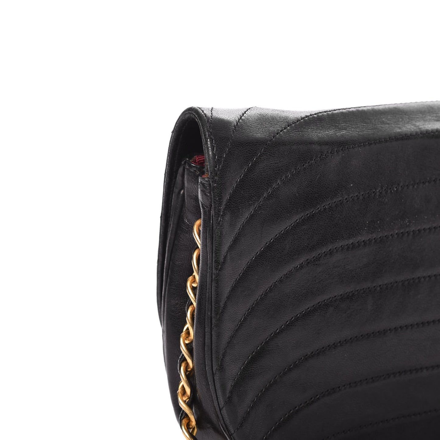 Lambskin Horizontal Quilted Small Single Flap Black