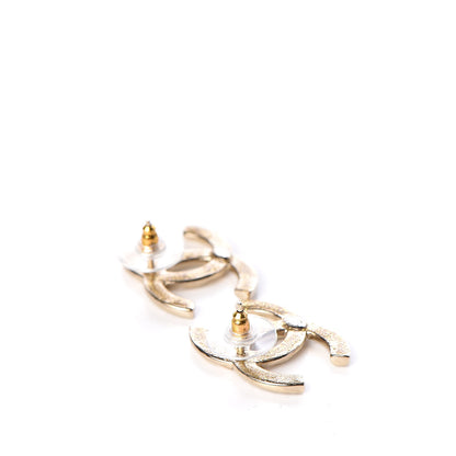 Chanel Crystal Glitter Quilted CC Earrings Light Gold 3 of 5