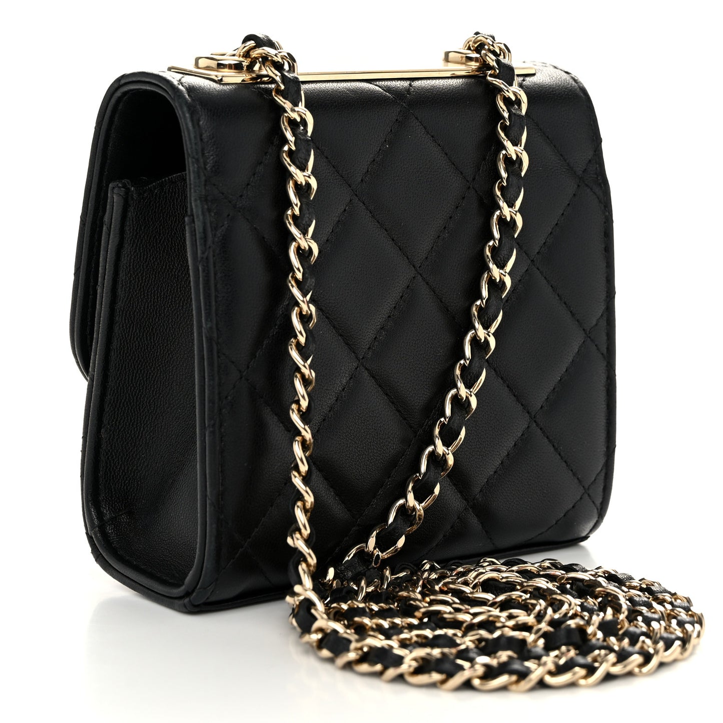 Lambskin Quilted Mini Trendy CC Chain Wallet Black