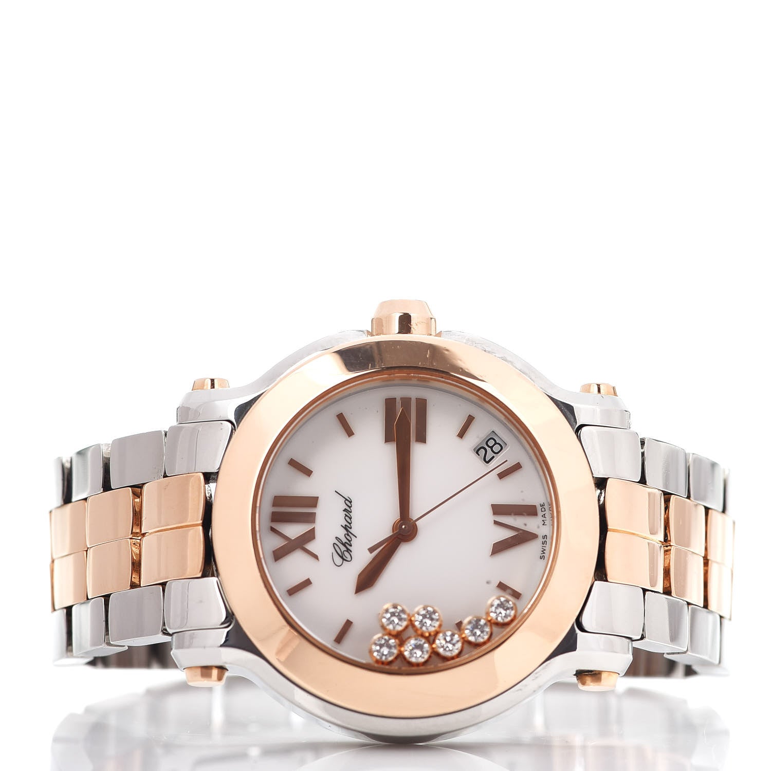 Chopard Stainless Steel 18K Rose Gold 7 Diamond 36mm Happy Sport Quartz Watch 3 of 6
