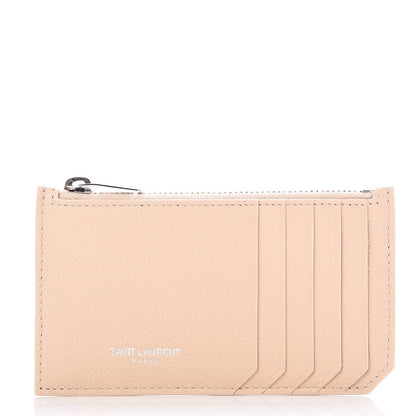 Saint Laurent Grained Calfskin 5 Fragments Zip Pouch Card Holder Nude Powder 1 of 11