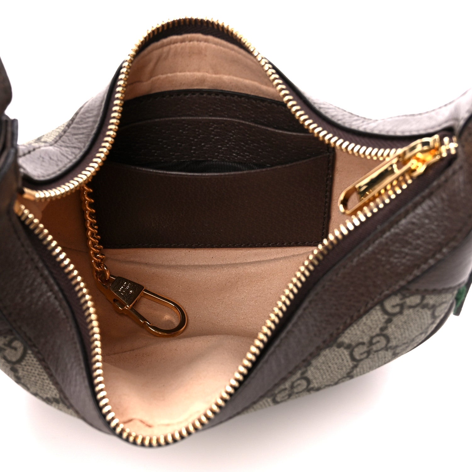 Gucci GG Supreme Monogram Textured Calfskin Web Mini Ophidia Half Moon Hobo Beige Ebony New Acero 5 of 10