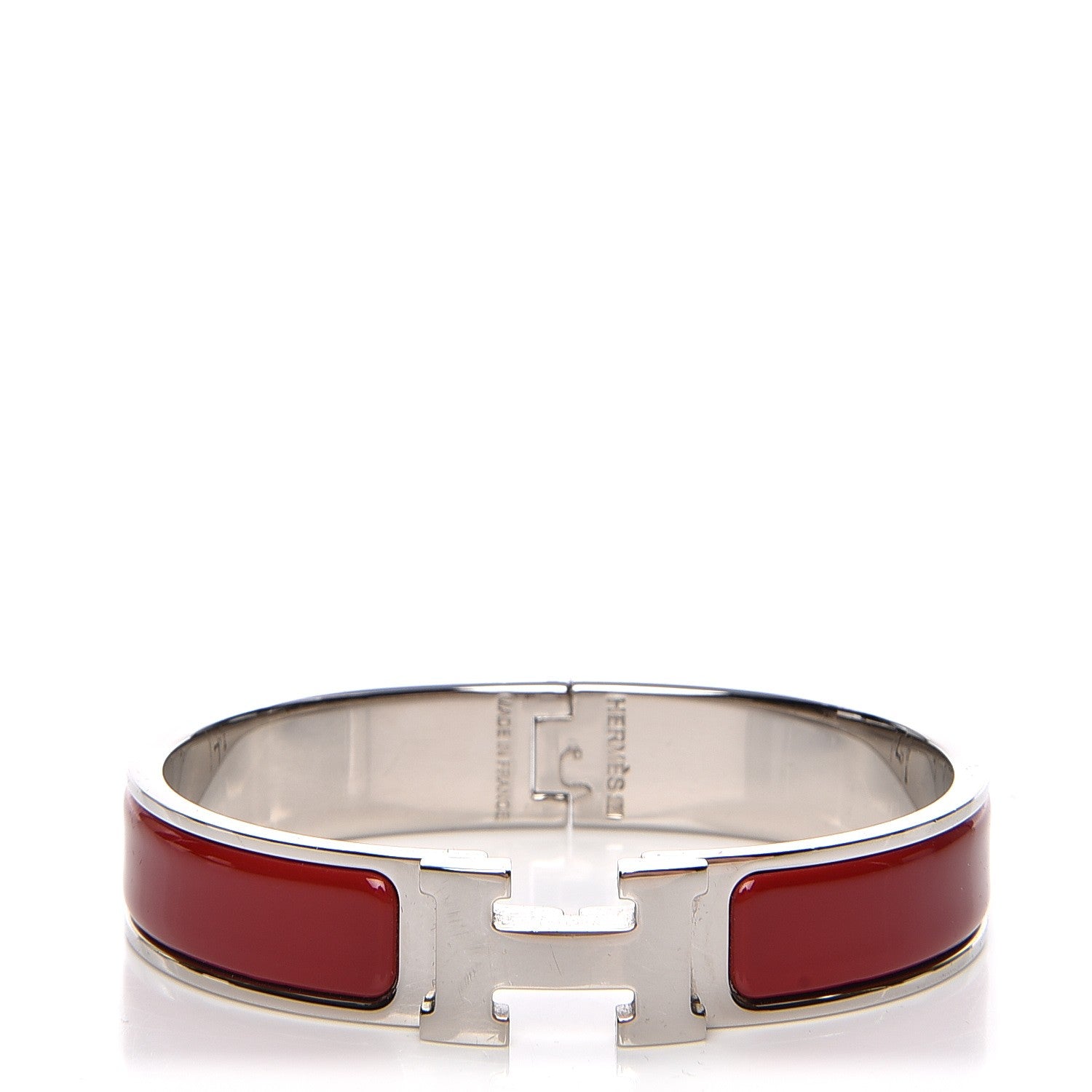 Hermes Enamel Narrow Clic Clac H Bracelet PM Rouge Amarante 1 of 5