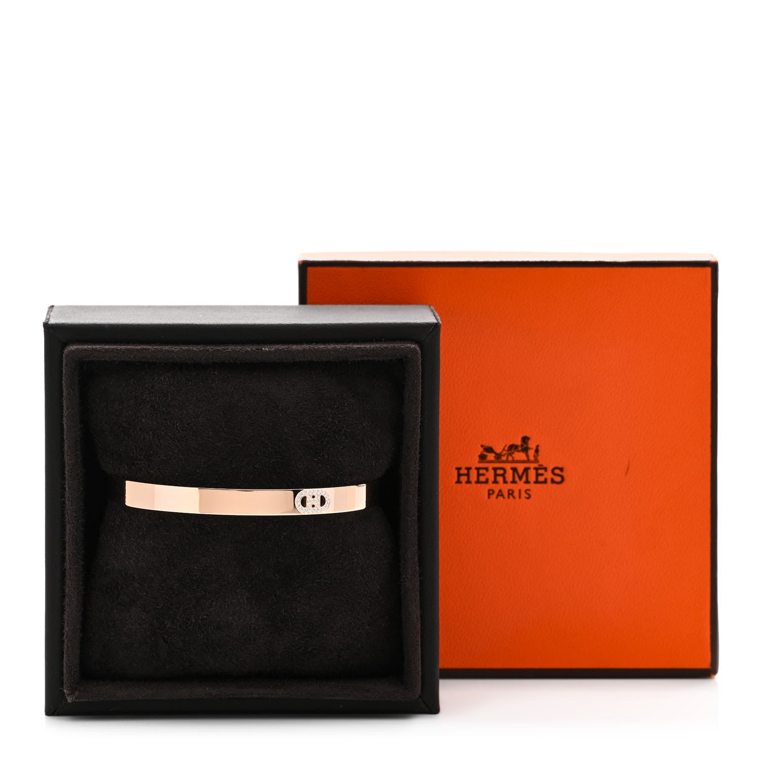 Hermes 18K Rose Gold Diamond PM H D'Ancre Bracelet ST 4 of 4