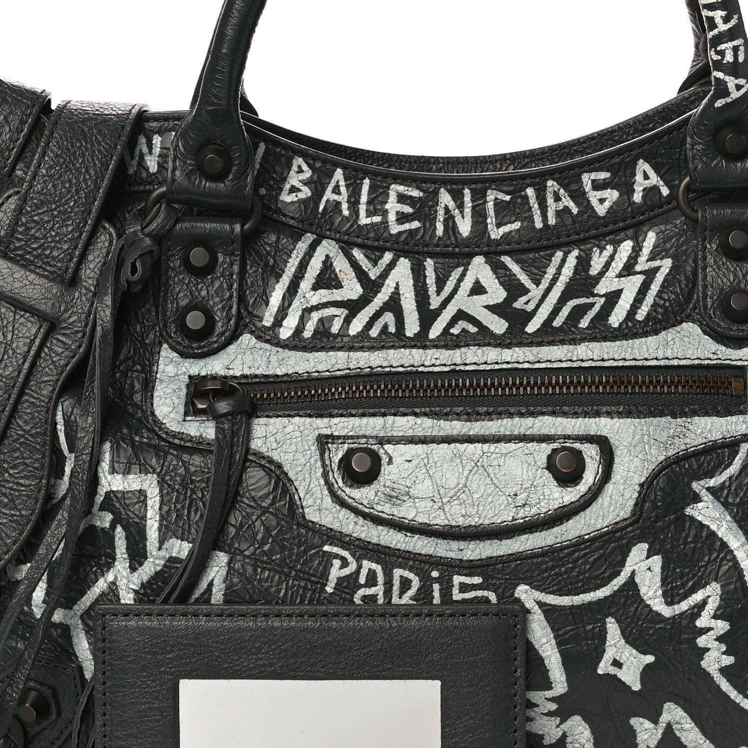 Balenciaga Agneau Arena Graffiti All Over Classic Hardware City Gris Fossile White 7 of 10