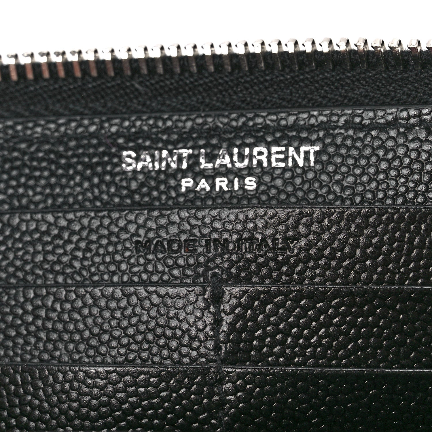 Saint Laurent Grain De Poudre Matelasse Chevron Monogram Zip Around Wallet Black 6 of 10