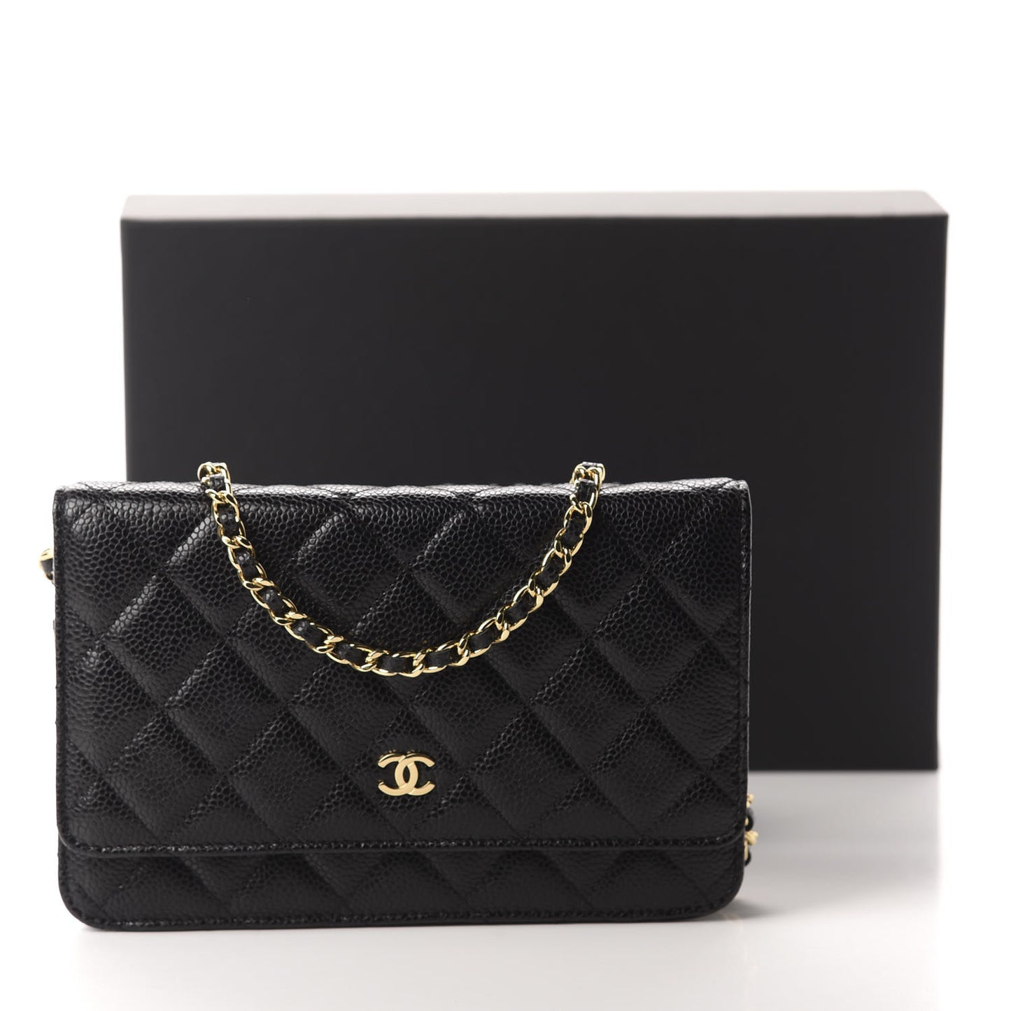 Caviar Quilted Wallet On Chain WOC Black