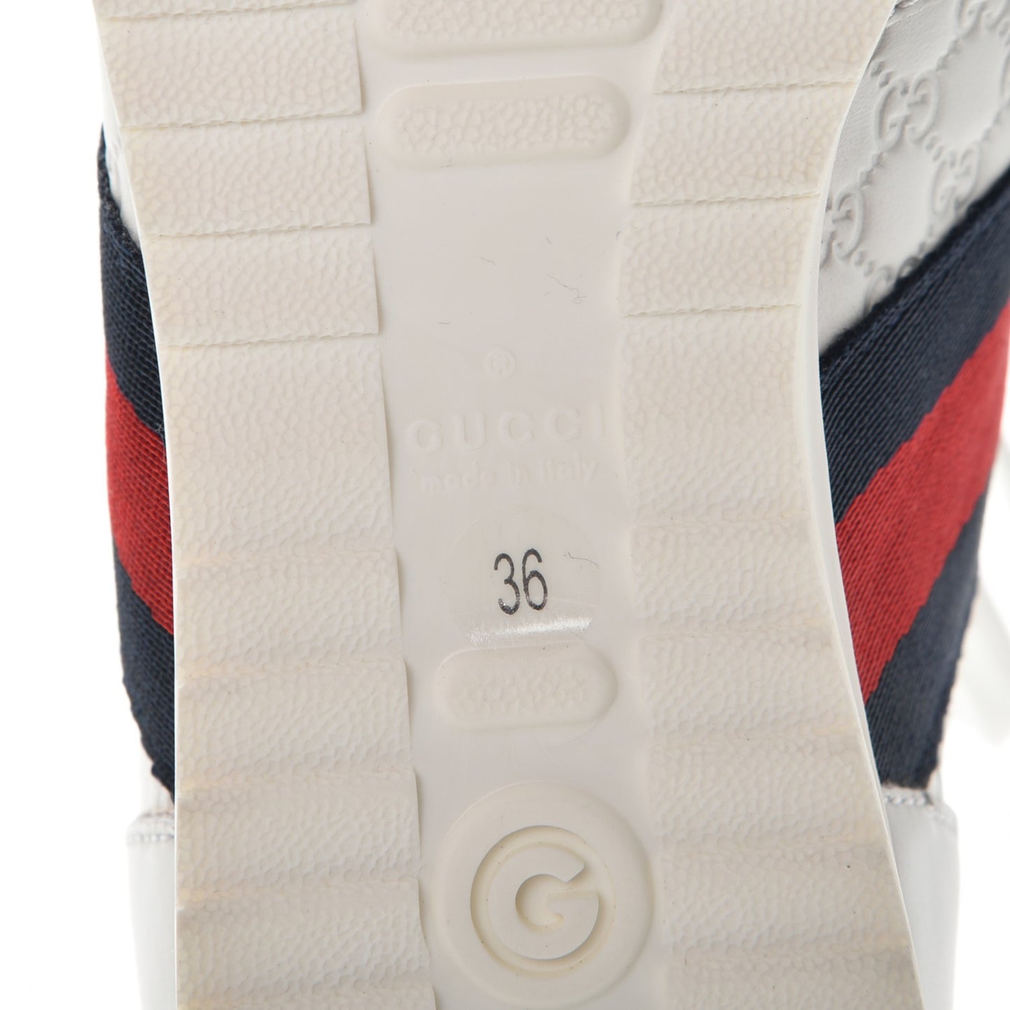 Guccissima Calfskin Web Mens Sneakers 36 White