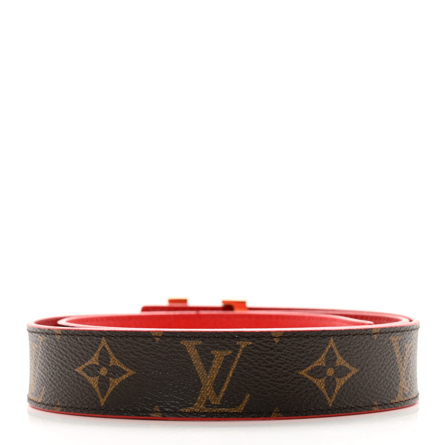 Calfskin Monogram 30mm LV Initiales Reversible Belt 95/38 Coquelicot