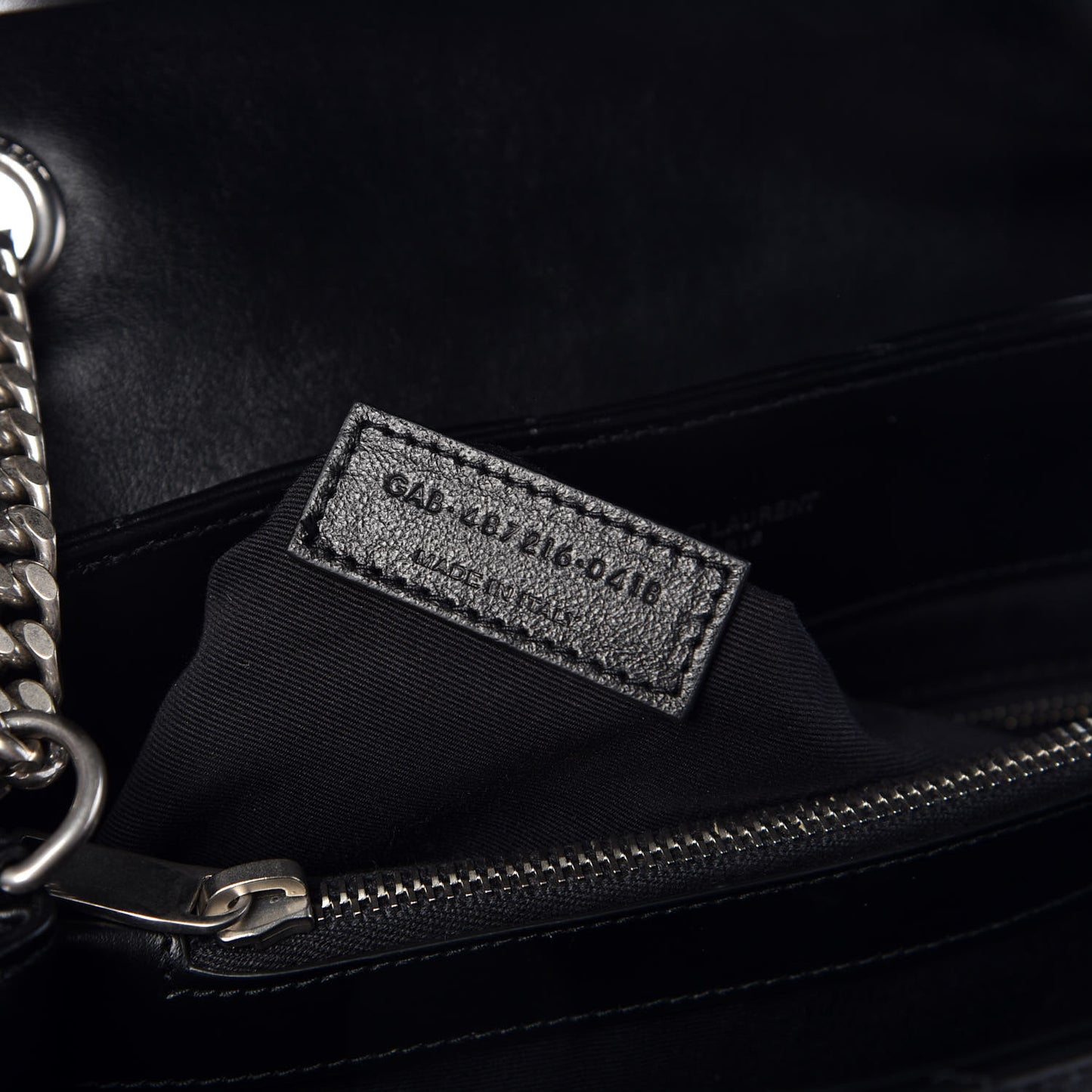 Calfskin Y Quilted Monogram Medium Loulou Chain Satchel Black