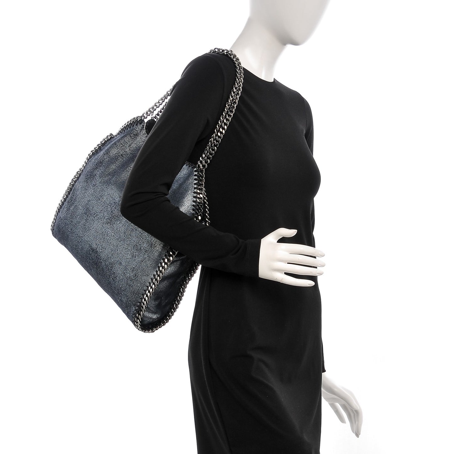 Metallic Shaggy Deer Small Falabella Tote Navy