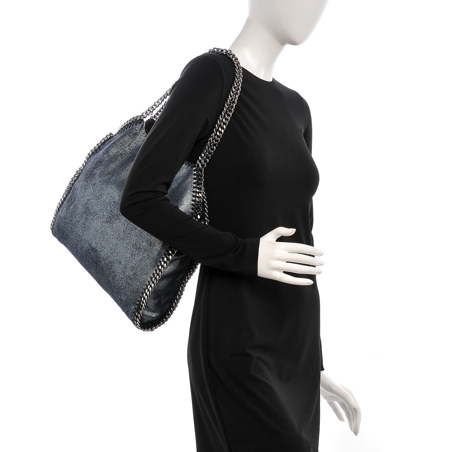 Stella McCartney Metallic Shaggy Deer Small Falabella Tote Navy 2 of 6
