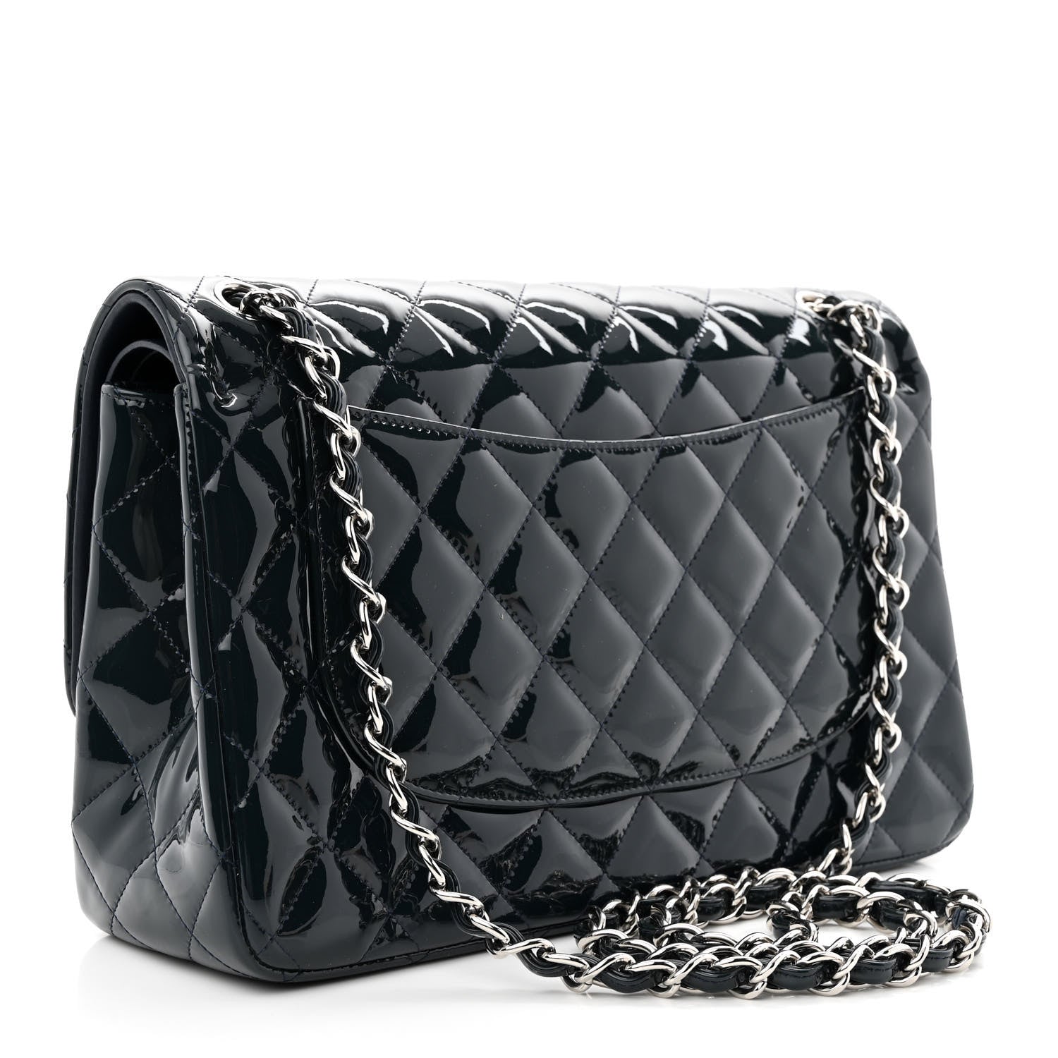 Chanel Patent Quilted Jumbo Double Flap Navy 3 of 12