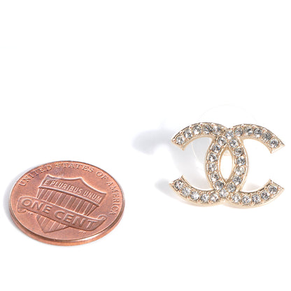 Chanel Crystal CC Earrings Brushed Gold 2 of 5