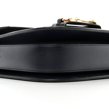 Gucci Lanzo Stretch Cord Azalea Calfskin Horsebit 1955 Shoulder Bag New Mud Blue 10 of 11