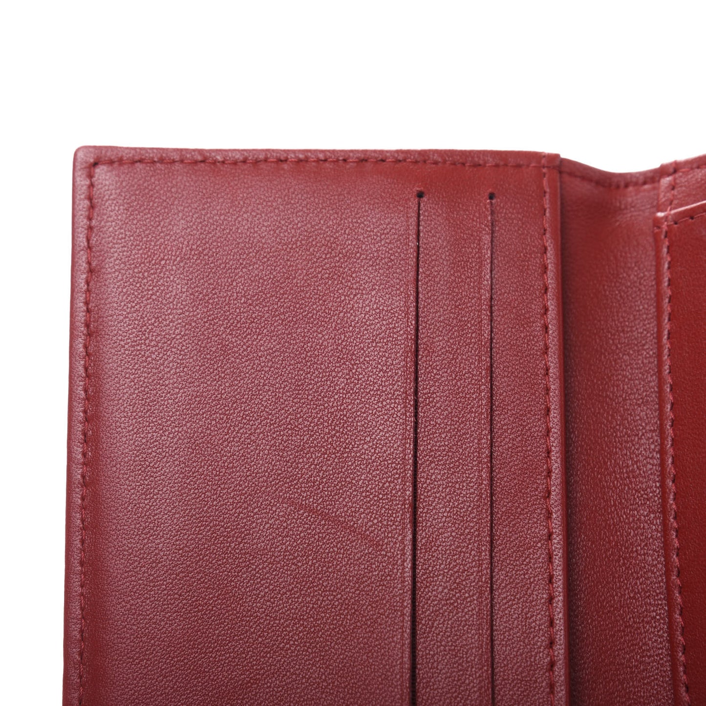 Lambskin Quilted Card Holder Wallet Red
