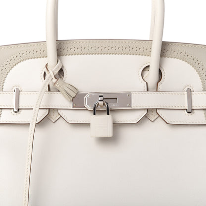 Hermes Swift Ghillies Birkin 30 White Gris Perle 10 of 10