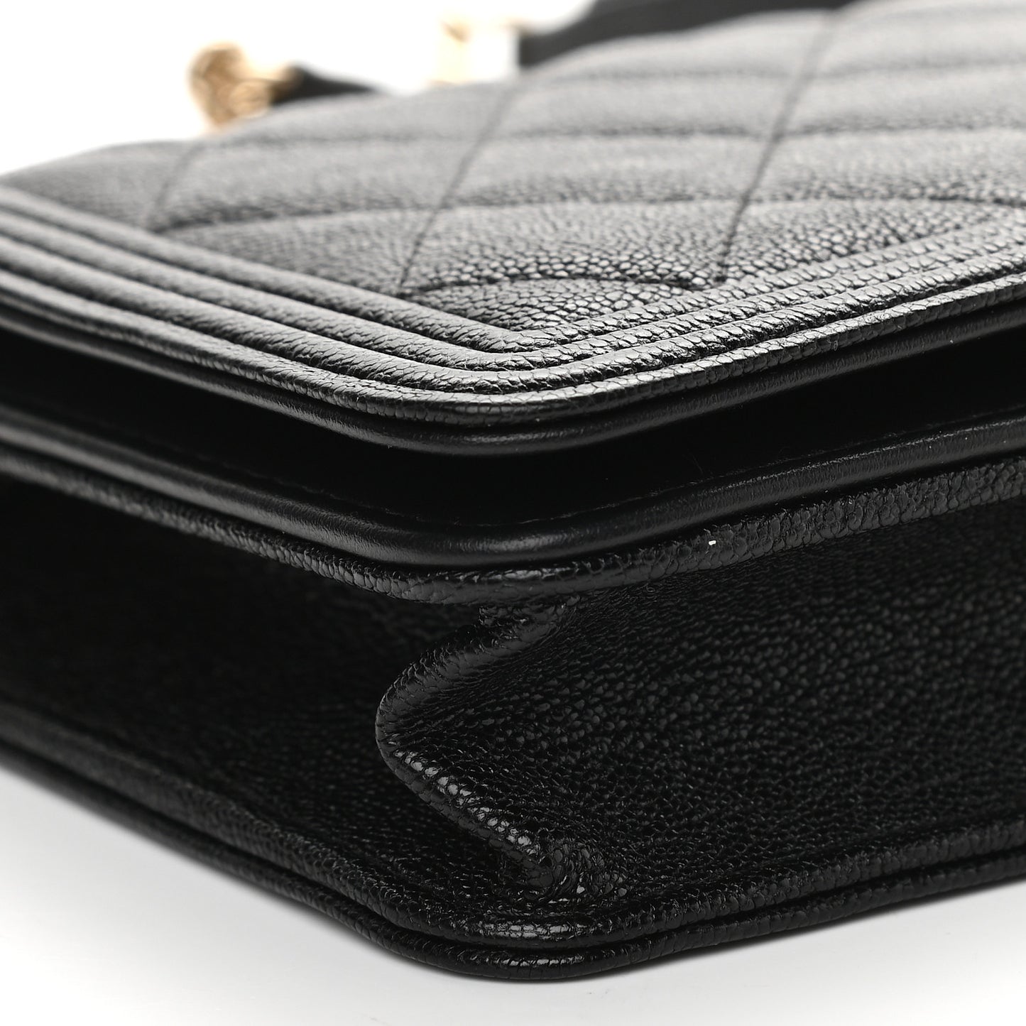 Caviar Quilted Boy Wallet On Chain WOC Black