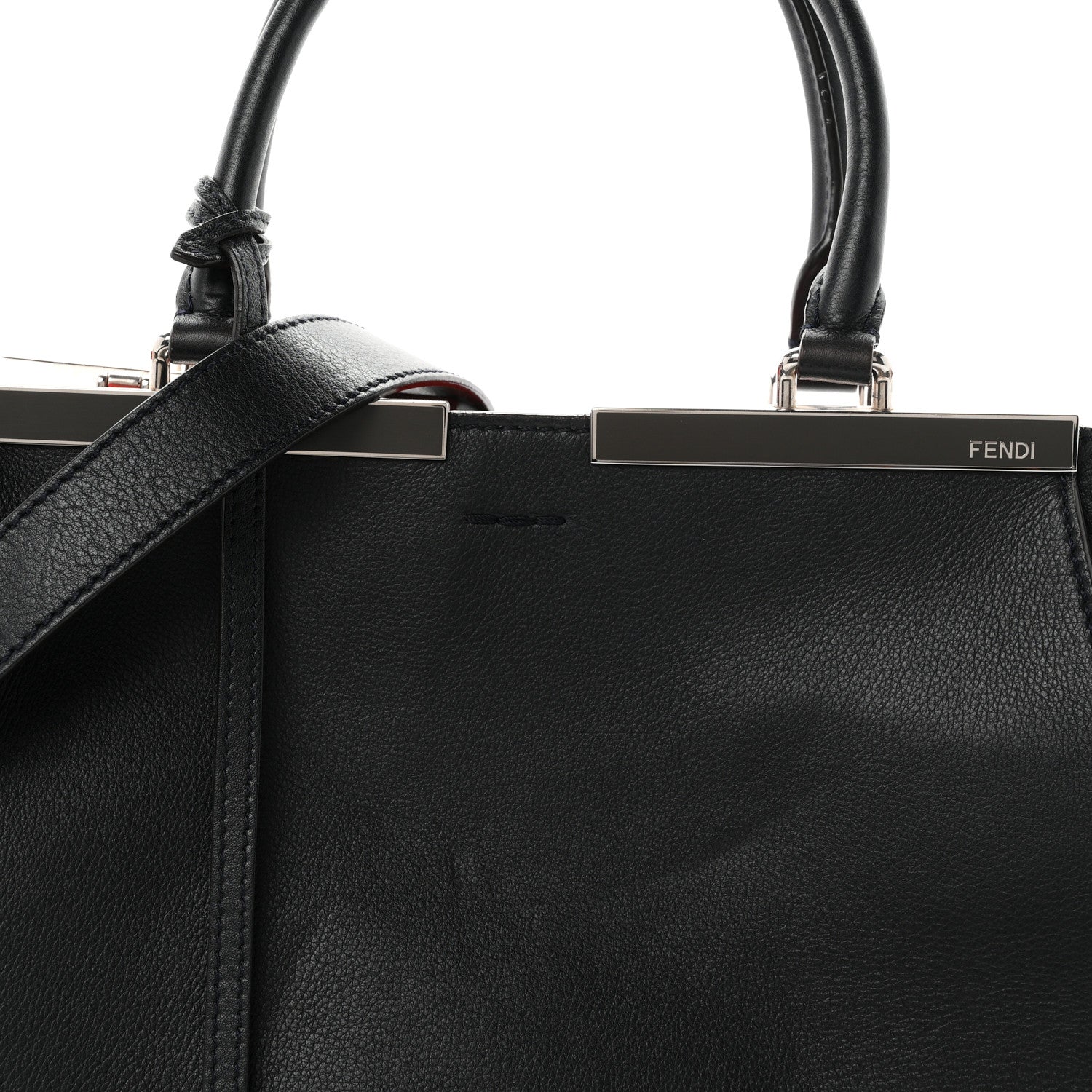 Fendi Vitello Dolce Marmol Shiny Nappa Petite 3Jours Tote Blue Notte 8 of 10
