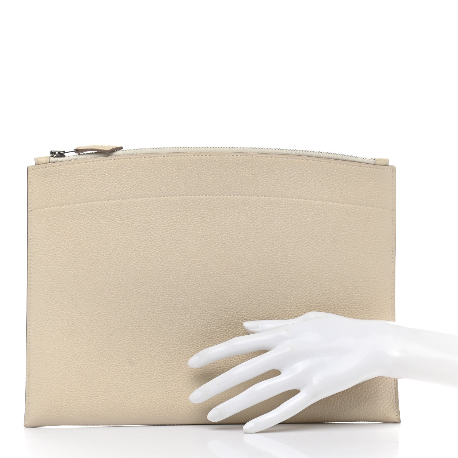 Hermes Togo Medium Bazar Pouch Craie 2 of 9