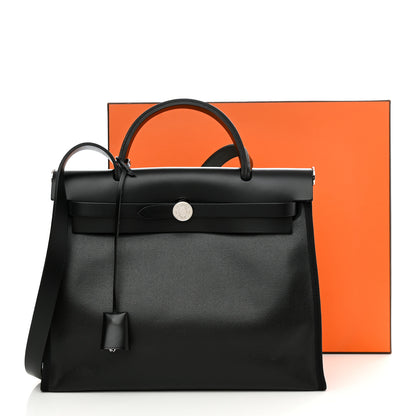 Hermes Toile H Berline Vache Hunter Herbag Zip PM 31 Black Ecru 11 of 11