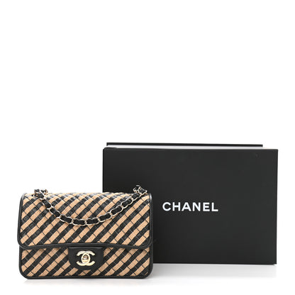 Chanel Raffia Jute Striped Small Urban Jungle Single Flap Black Beige 11 of 11