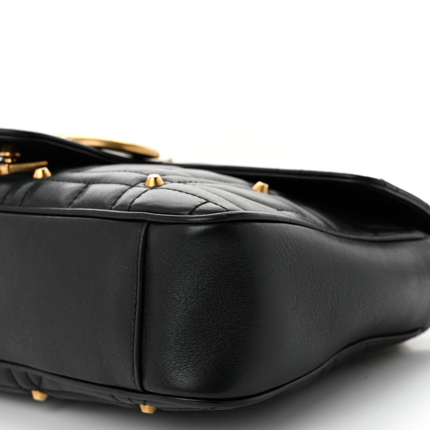 Gucci Calfskin Matelasse Studded Medium Pearly GG Marmont Shoulder Bag Black 10 of 10
